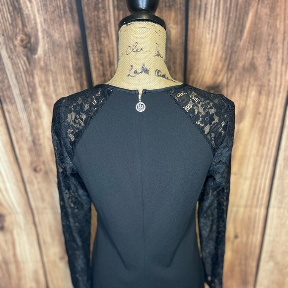 Tommy Hilfiger Black Long Lace Sleeve Dress - Size 8 - Picture 6 of 6